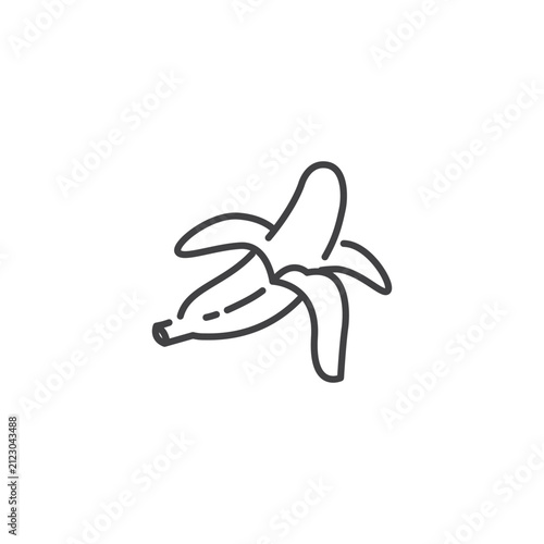 Vector outline design featuring a peeled banana.