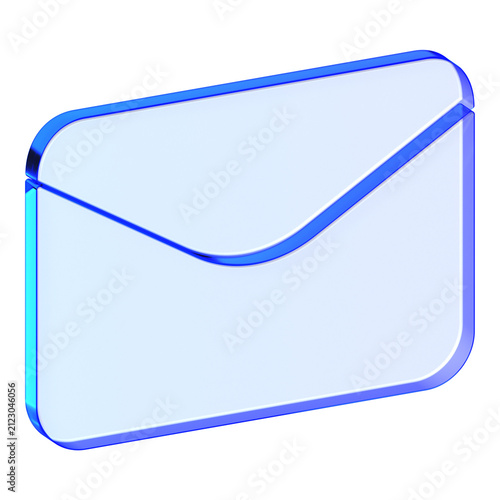 Cuadro en lienzo Blue glass envelope mail icon in glassmorphism style for email communication, cl