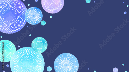 青色の美しい花火のイラスト、サムネイル素材