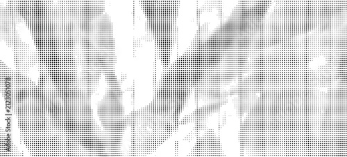 Monochrome background with abstract halftone dot grid and noise shadow effect. Retro pop art backdrop.