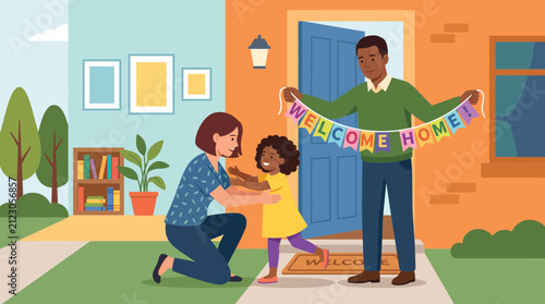 Canvastavla Parents Welcoming Their Newly Adopted Child Home Illustrating Adoptive Parenting