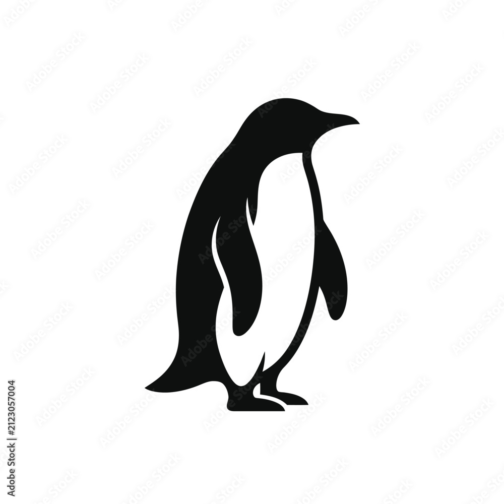 Obraz premium Minimalist Black and White Penguin Silhouette Icon