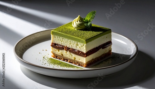 Premium Matcha Layered Cake with Elegant Presentation