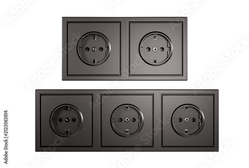black outlet electric isolate on white background. 3d rendering.