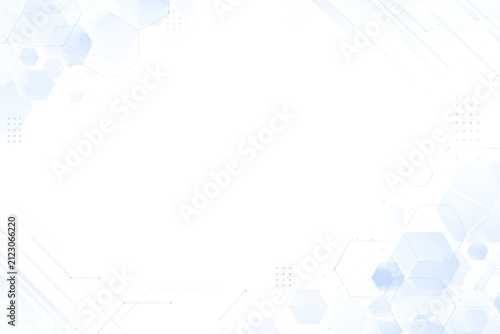 白を基調とした六角形と幾何学ラインの先進的なビジネス向けベクター背景（AI生成）