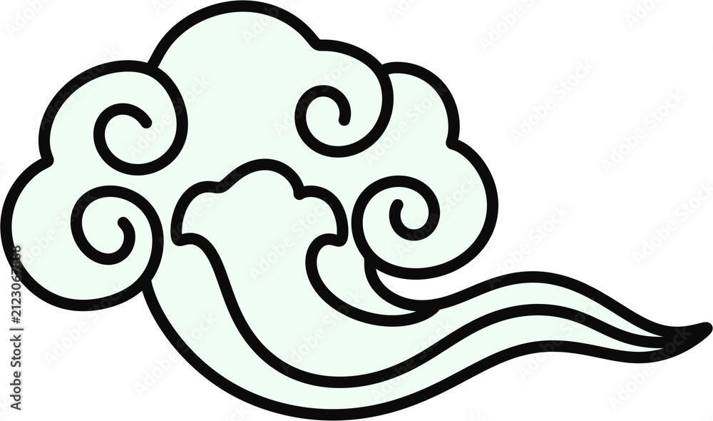 Obraz premium Oriental cloud outline traditional asian auspicious decorative line pattern illustration icon vector