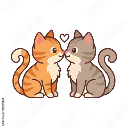 Two cartoon cats sharing a loving moment together.