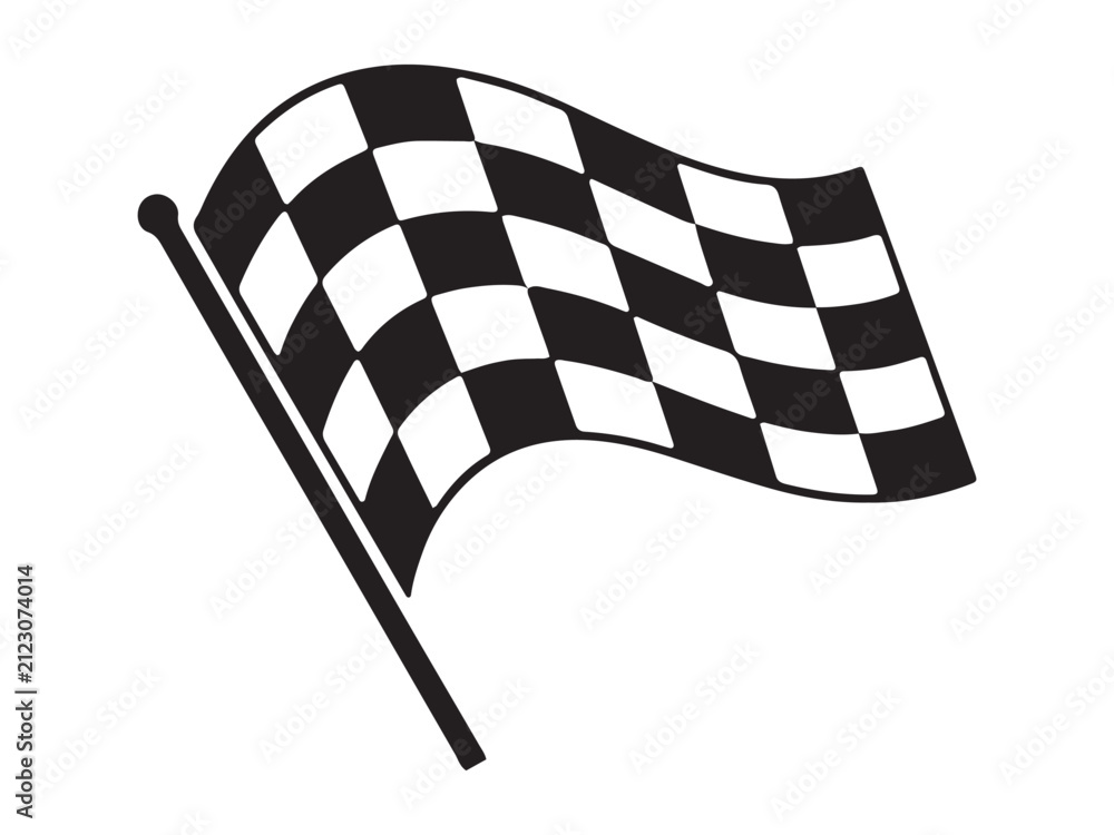 Fototapeta premium Black and white checkered racing flag vector illustration representing speed, competition, victory, and finish line for motorsport and sports designs.