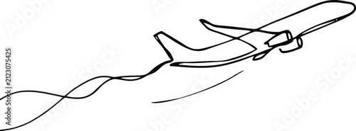 Sketch Style Airplane Flying Over Wavy Line