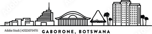 Skyline Illustration of Gaborone Botswana City Buildings