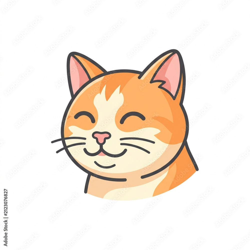 Fototapeta premium Smiling Orange Tabby Cat with Closed Eyes.
