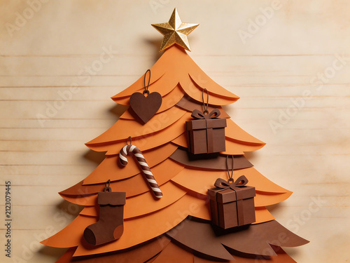 Paper Christmas tree with ornaments