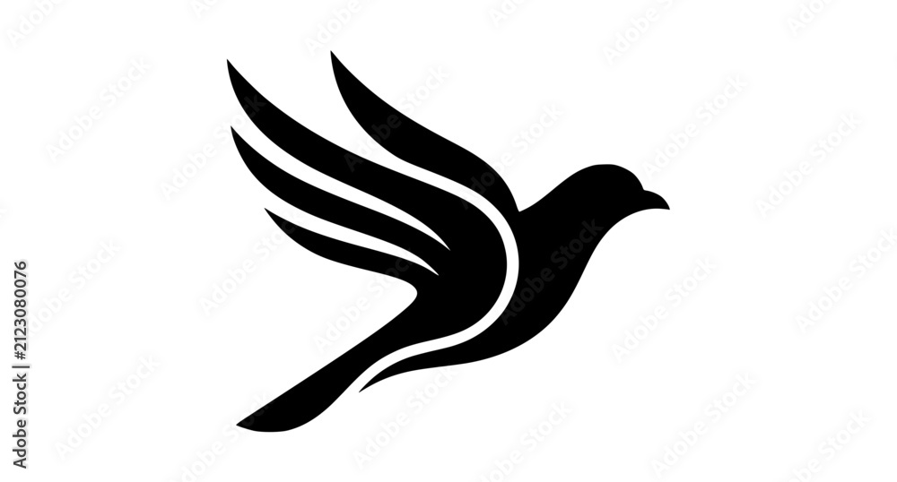 Fototapeta premium Minimalist Flying Bird Logo Vector Icon with Modern Abstract Wing Design