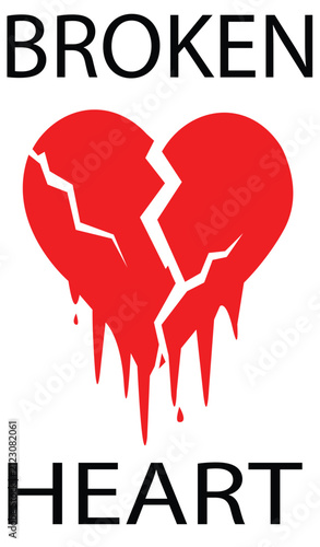 Red Shattered Heart Symbol Concept Depicting Emotional Pain and Relationship Meltdown