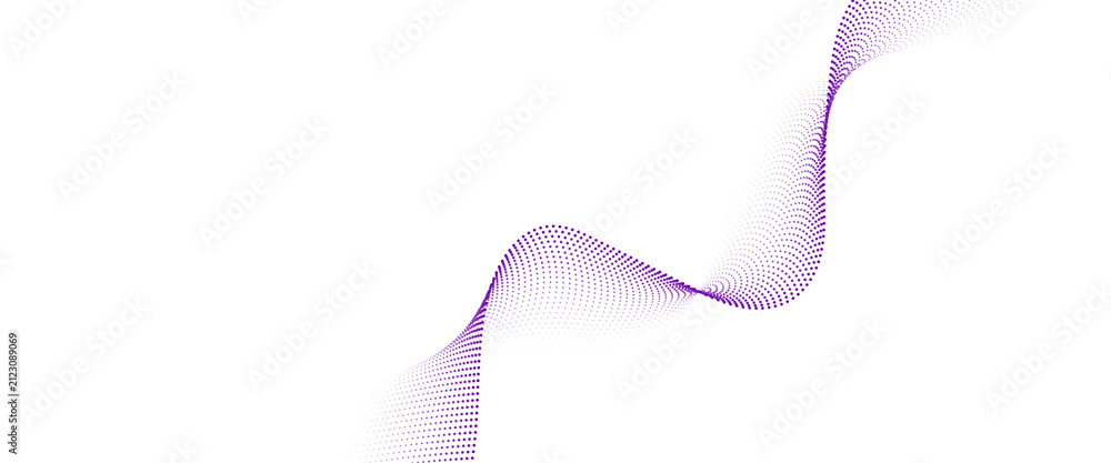 Fototapeta premium Purple dotted wave abstract pattern on white background