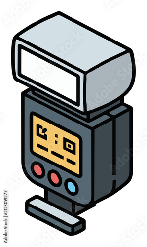 Camera flash speedlite isometric vector clipart illu.... Generative AI