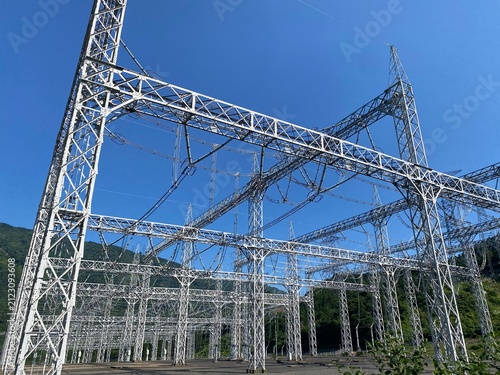 Low Angle View of High Voltage Substation