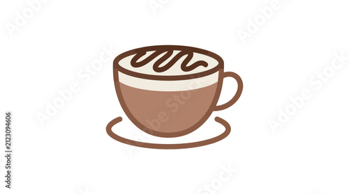 Brown coffee cup with foam art.