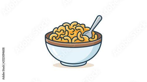 Bowl of macaroni and cheese with spoon.