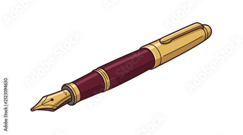 Burgundy fountain pen with gold details.