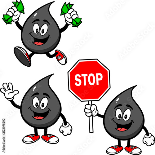 Oil Drop Mascot Set 03