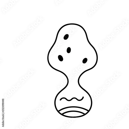 Abstract mushroom shape with dots and wavy lines