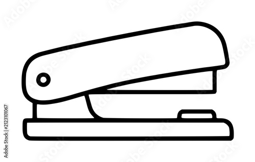 Fotografie Hand drawn vector outline illustration of a classic desktop office stapler, simp