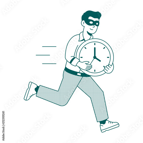 Принти на полотні Masked runner carrying a clock while escaping with valuable time.