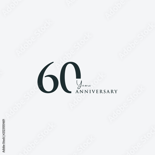 60 Years Anniversary logo design. Simple Minimalist 60 years logo design template.Celebration day template for celebration event, business company, invitation, and greeting