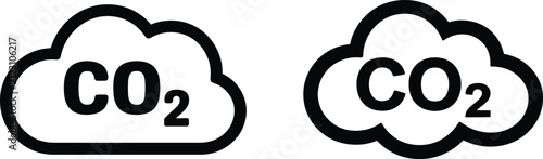 Fotografie Carbon dioxide co2 symbol icons in simple black cloud shapes