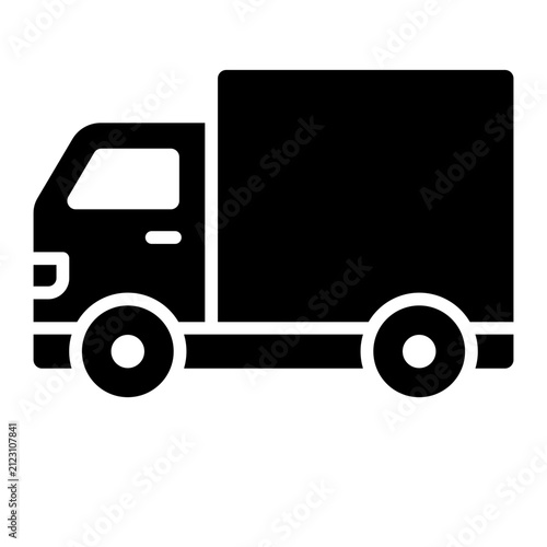 box truck glyph icon. enclosed cargo hold. moving and delivery service. transport