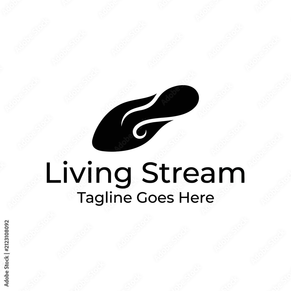 Fototapeta premium Fluid organic water drop stream logo.