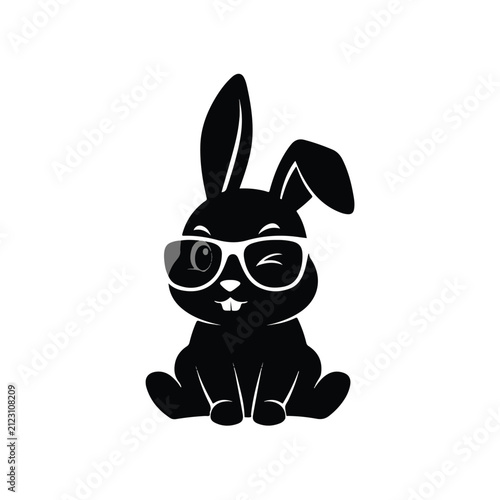Black Rabbit Wearing Sunglasses Illustration 1.