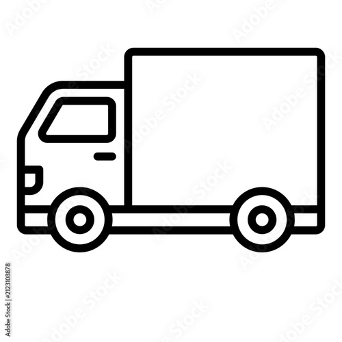box truck outline icon. enclosed cargo hold. moving and delivery service. transport