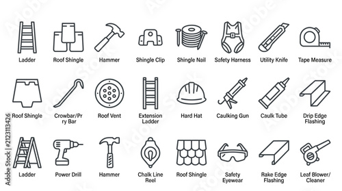 Flat Vector Illustration of Various Roof Tile Patterns and Shingle Textures for Architecture