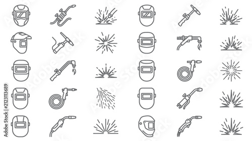 Flat Vector Welding Icon Set for Industrial Manufacturing and Metalwork Construction Design