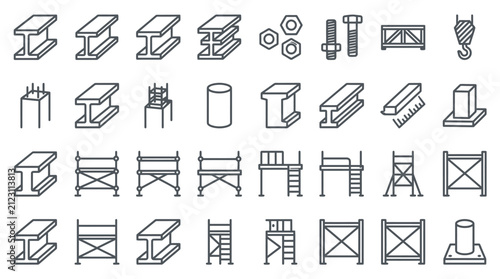 Collection of Structural Engineering Icons and Architectural Technical Drawing Elements