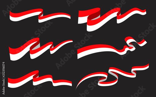 Ribbons featuring the Indonesian flag colors wave gracefully across this dark background to celebrate national pride and cultural heritage.