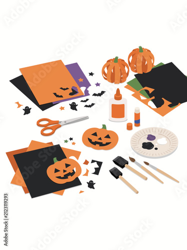 Halloween craft supplies for making pumpkins ghosts and bats