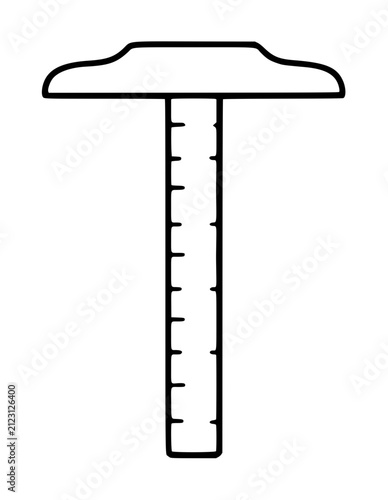 Quadro su tela Hand-drawn T-square ruler vector icon, black outline sketch illustration of a tr