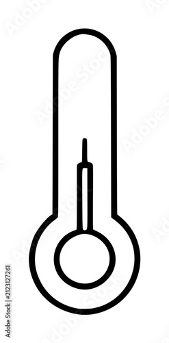 Minimalist hand-drawn thermometer vector icon illustration featuring a classic bulb-style design with clean linework, depicted in black outline on a white background
