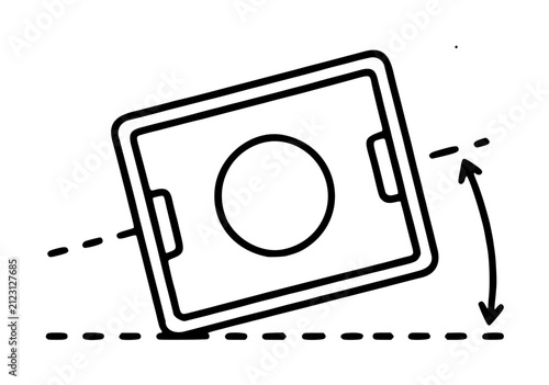 Konstfotografi Hand-drawn tilt sensor vector icon illustration showing a square device with cir