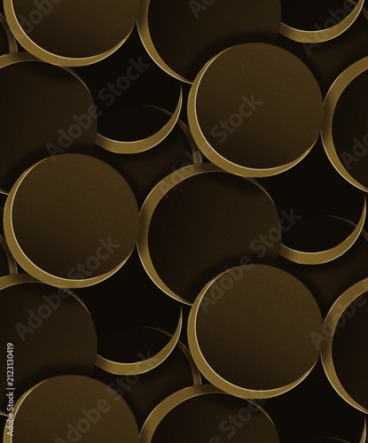 Canvastavla Seamless sophisticated luxury bronze gold 3D circular pattern texture featuring