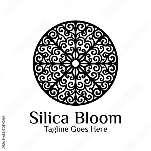 Ornate filigree mandala logo for decoration.