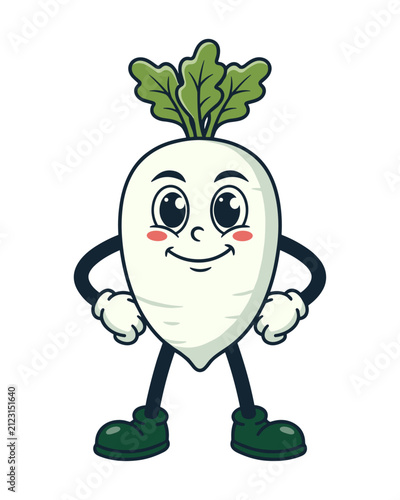 Cute Daikon Radish Cartoon Mascot Character