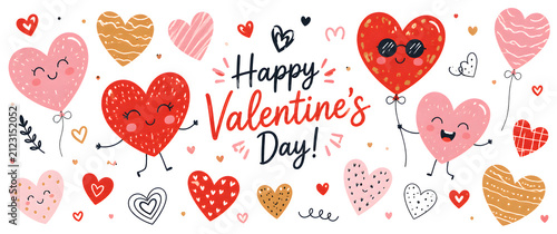 Happy Valentines Day cute hearts illustration