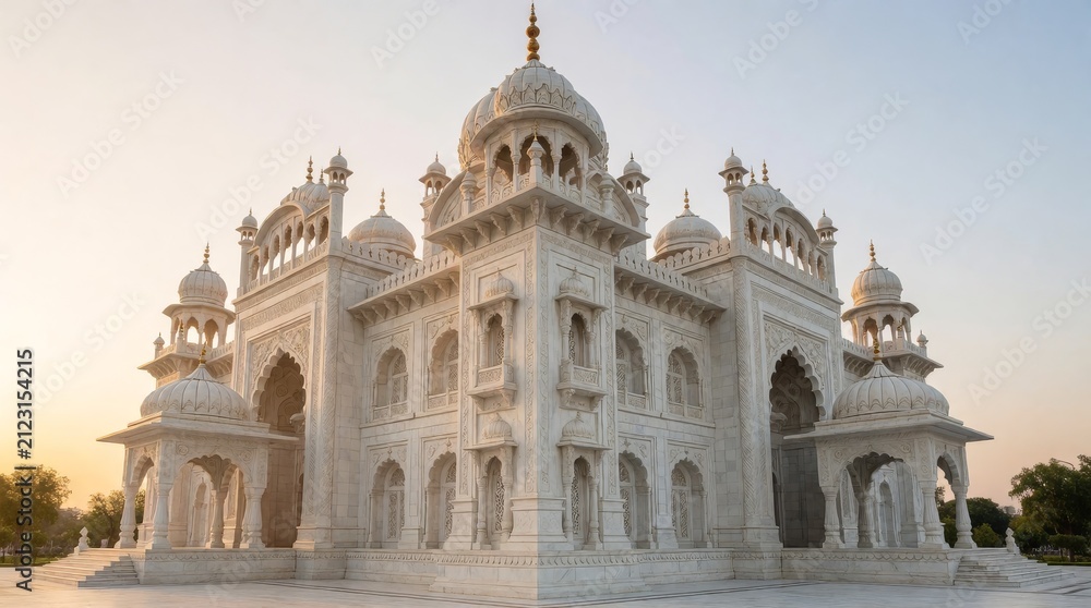 Naklejka premium Majestic white marble architectural structure with intricate dome designs