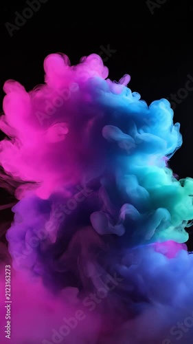 Pink and blue smoke mixing in dark space. Pink and blue smoke swirling for video production