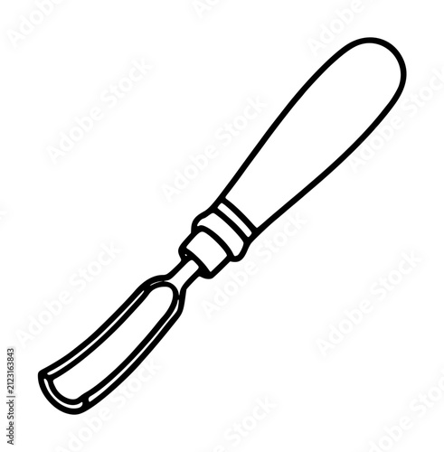 Obraz na plátne Hand-traced vector icon of a classic wood gouge chisel with curved cutting edge