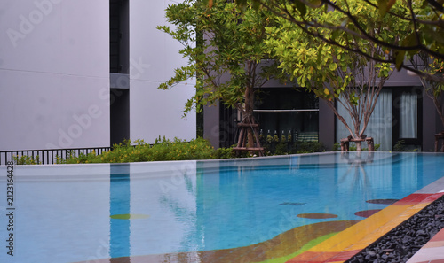 Swimming pool and pool views in a luxury condo.
